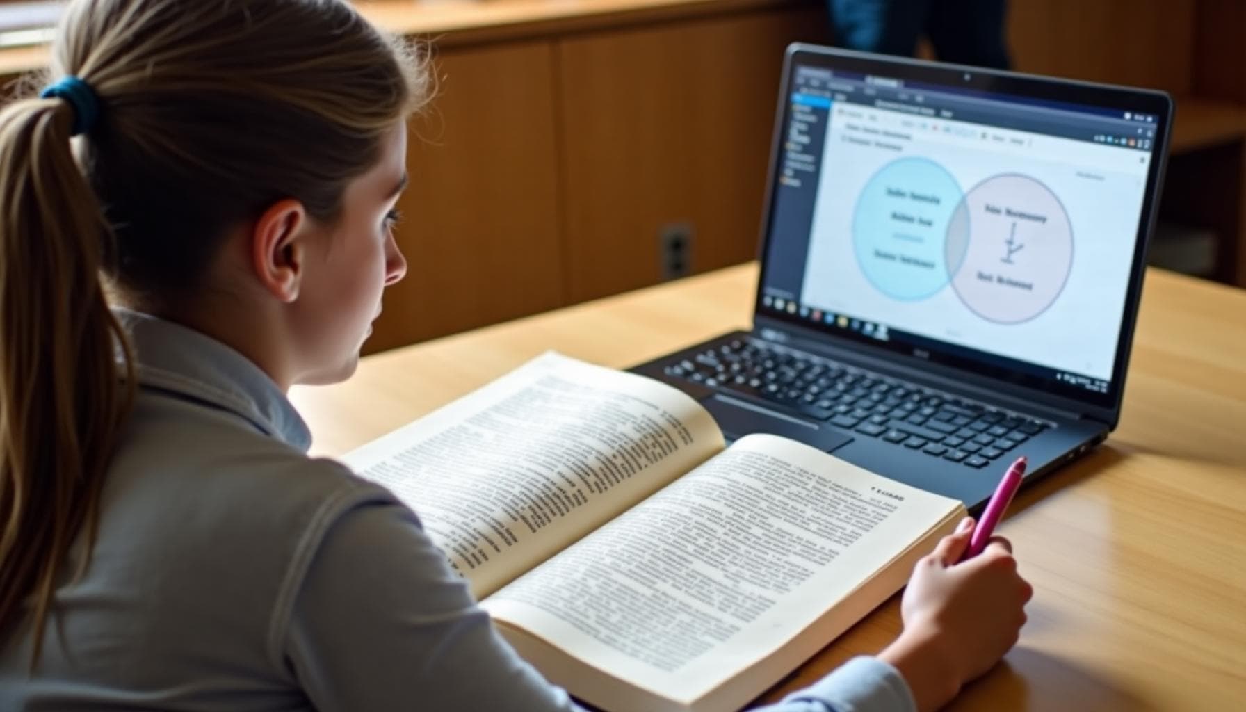 Student writing a compare and contrast essay